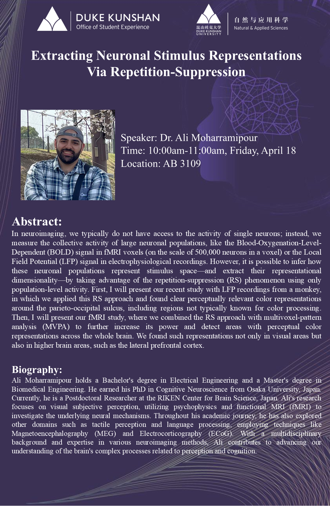 Guest Speaker Seminar : Dr. Ali Moharramipour